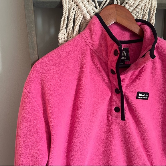 Roots fleece Sherpa Pullover Sweater Snap Pink - Picture 4 of 7